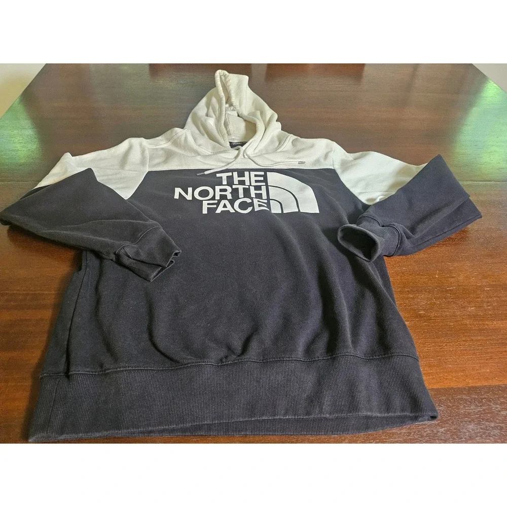 The North Face Hoodie Men Large Black White Colorblock Logo Sweatshirt